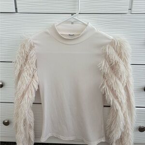 Boutique Feather Sleeve Top